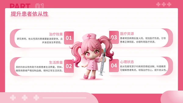 粉色3D风健康科普点亮患者教育之路关于患者教育讲座PPT模板