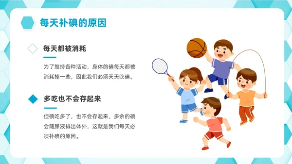 蓝色简约插画碘教育PPT课件碘缺乏教育