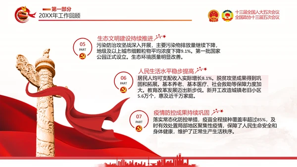 两会政府工作报告通用PPT党课模板