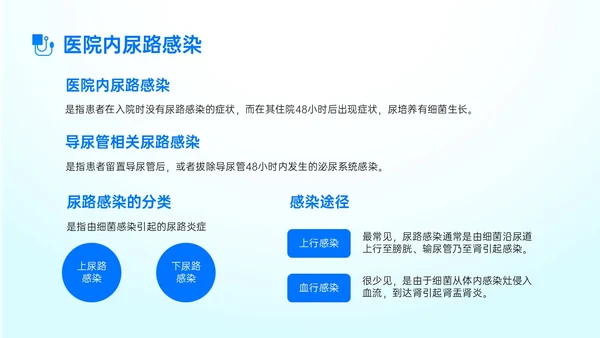 蓝色简约形状导尿相关知识培训PPT课件护理医疗