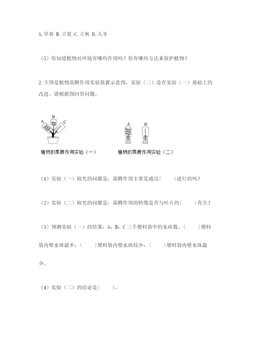 科学四年级下册第一单元《植物的生长变化》测试卷精编.docx