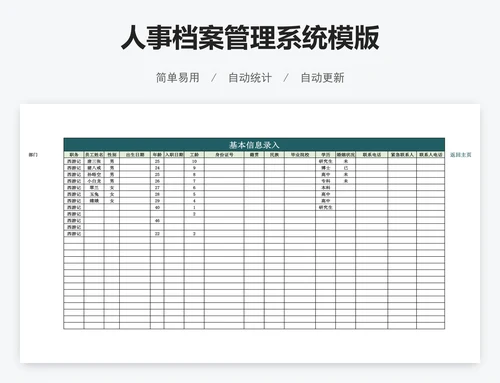人事档案管理系统模版