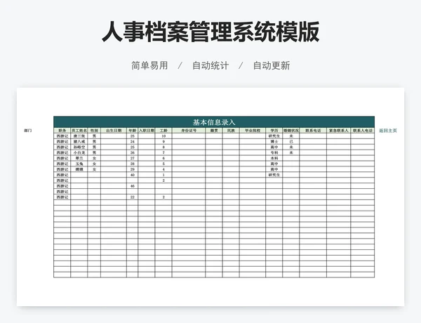 人事档案管理系统模版