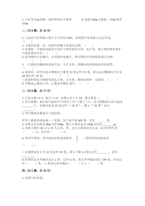 浙教版数学小升初模拟试卷（全国通用）.docx