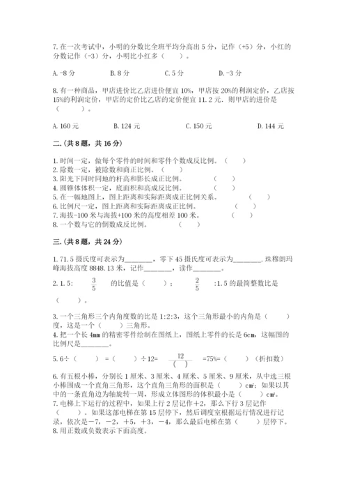 河南省平顶山市六年级下册数学期末测试卷（精练）.docx