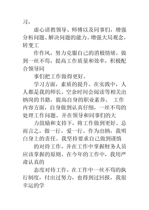 出纳员工作总结