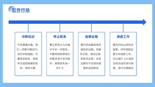 蓝色插画风格远离网络欺诈保护个人信息PPT模板