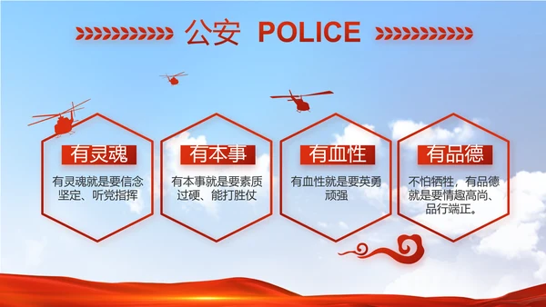 警察公安心向党工作总结计划PPT