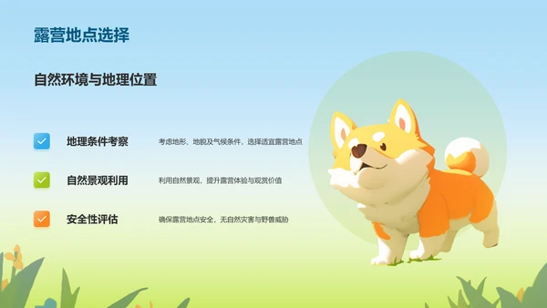 蓝色插画风户外露营活动策划方案PPT模板