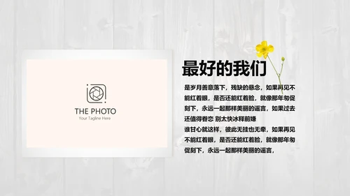 唯美怀旧木纹风格致青春毕业纪念册动态PPT模板