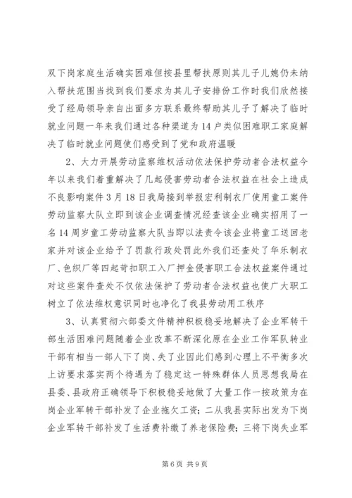 人事劳动局行风建设汇报材料.docx