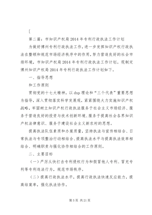 第一篇：市知识产权局专利行政执法工作计划.docx