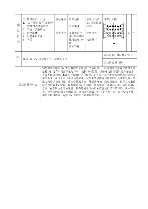 初中篮球运球公开课教案