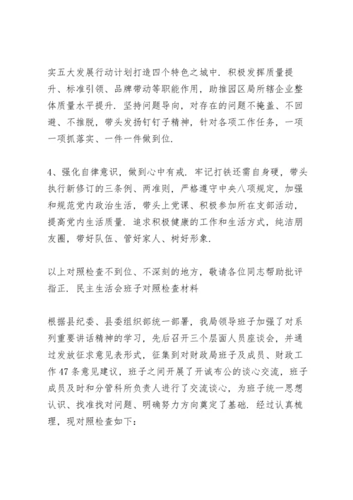 民主生活会班子对照检查材料.docx