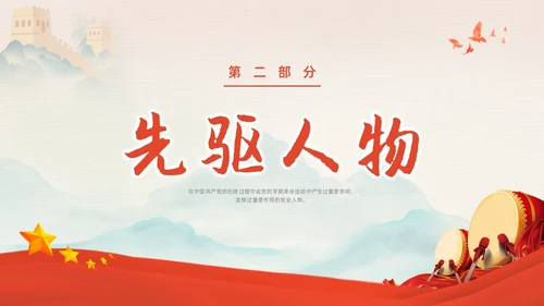 红色中国风党史人物党课PPT课件