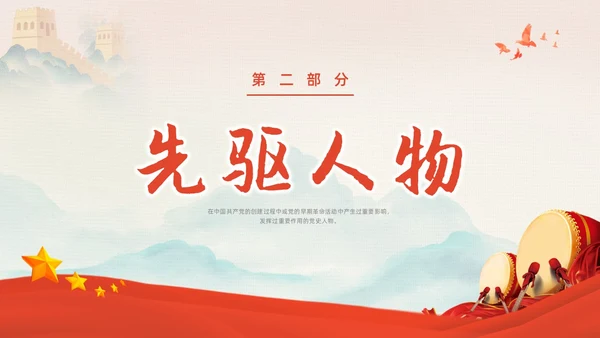 红色中国风党史人物党课PPT课件
