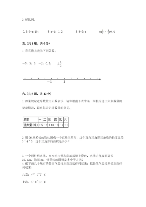 人教版六年级数学下学期期末测试题及参考答案【新】.docx