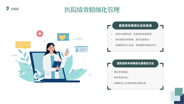 插画风绿色医院精细化管理精细化管理基础知识改革与实践