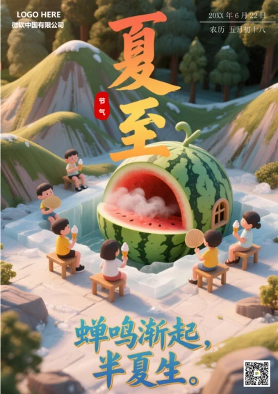 二十四节气夏至海报(乘凉)
