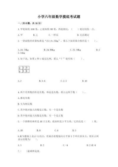 小学六年级数学摸底考试题（突破训练）.docx