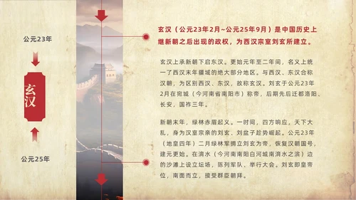 褐色大气实拍长城中国历史发展史PPT