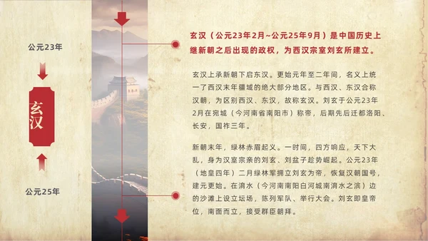 褐色大气实拍长城中国历史发展史PPT