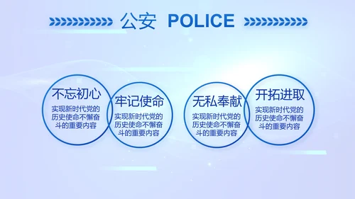 蓝色科技感公安警察工作学习动态PPT