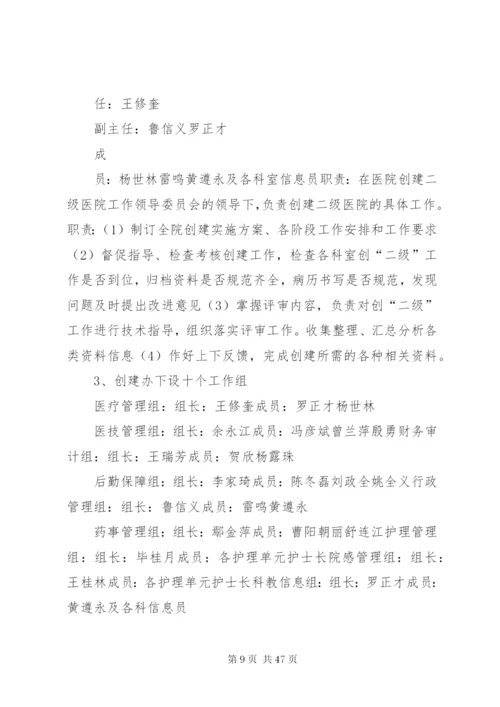 同心协力创建二级综合医院的实施方案.docx