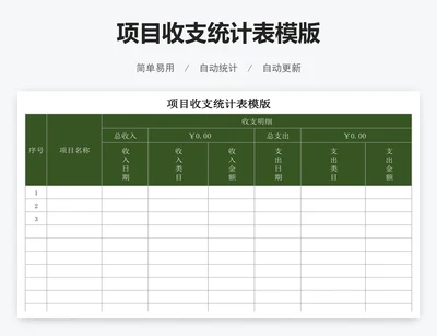 项目收支统计表模版