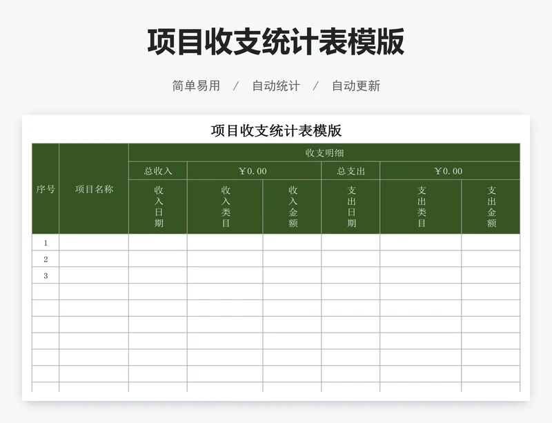项目收支统计表模版