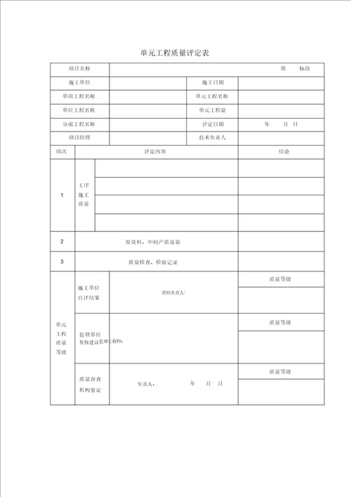 土地平整工程质量评定表