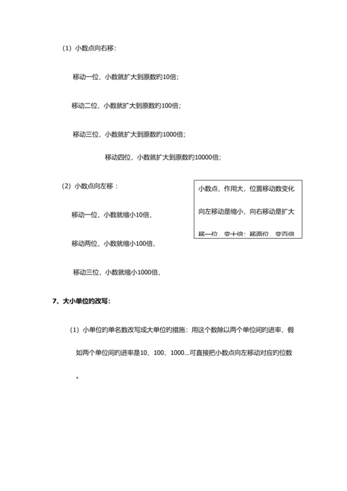 2023年冀教版四年级数学下册概念知识点.docx