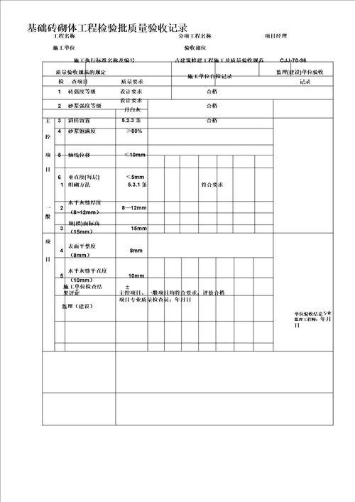 古建筑检验批验收记录