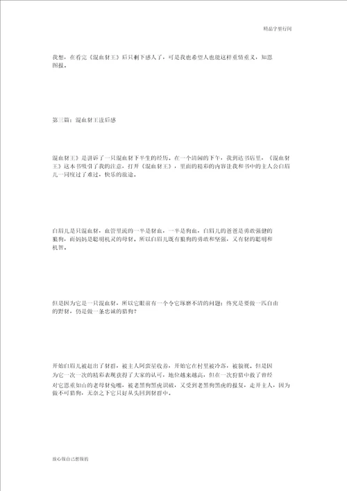 话题作文混血豺王读后感10篇