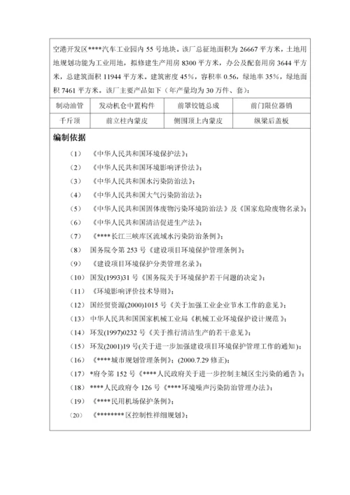 汽车配件厂环境影响报告表.docx