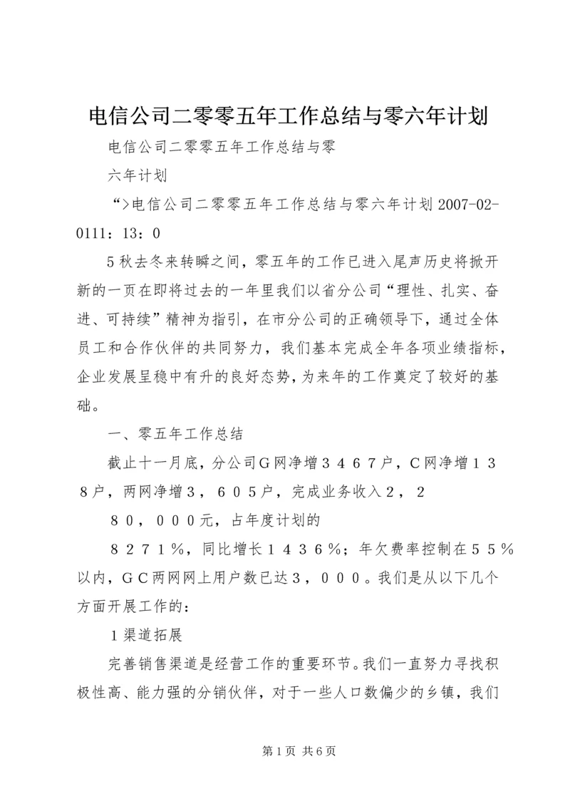 电信公司二零零五年工作总结与零六年计划 (2).docx