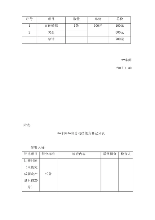 劳动技能竞赛实施方案