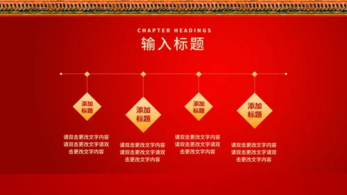 红色中国风红墙喜迎元旦节日庆典PPT模板