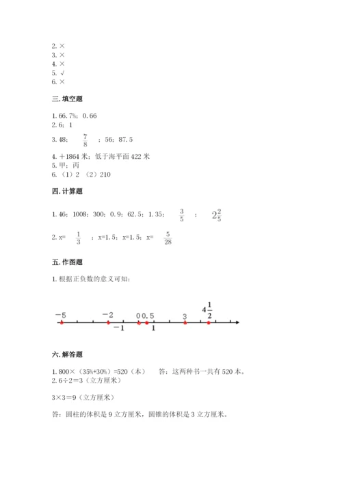 齐齐哈尔市泰来县六年级下册数学期末测试卷及参考答案.docx