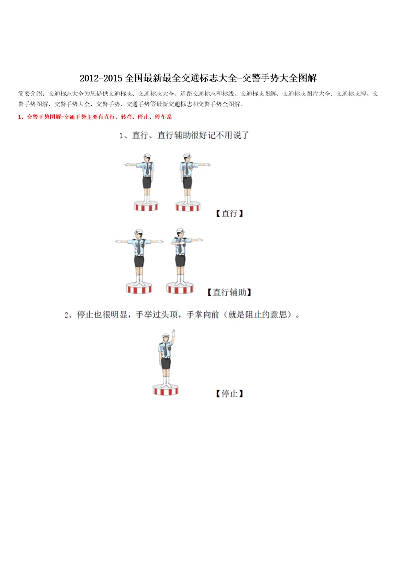 XXXXXXXX年全国最新最全交通标志大全交警手势大全图解