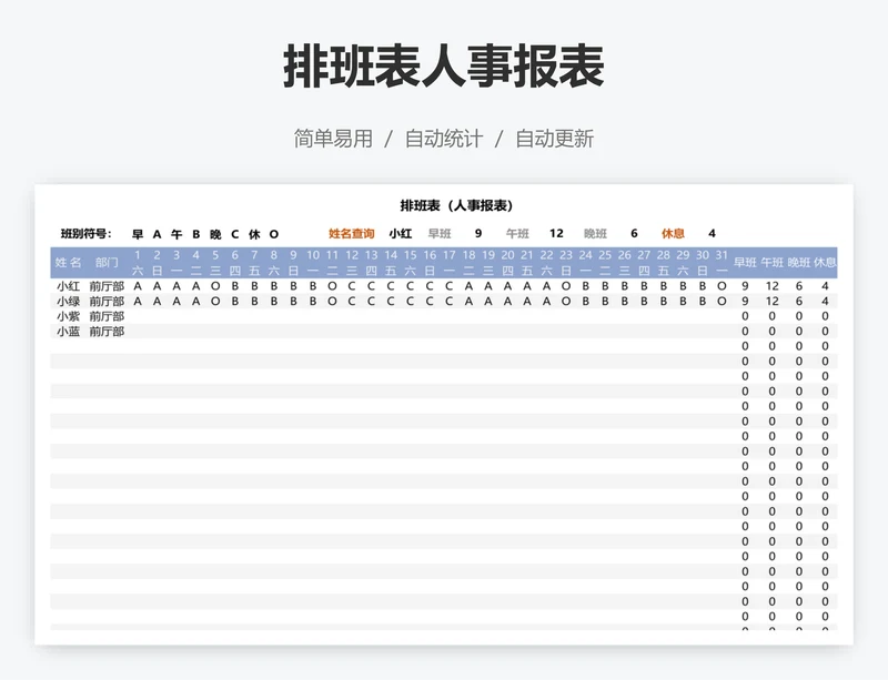 排班表人事报表