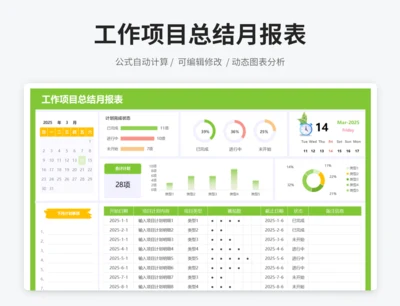 工作项目总结月报表