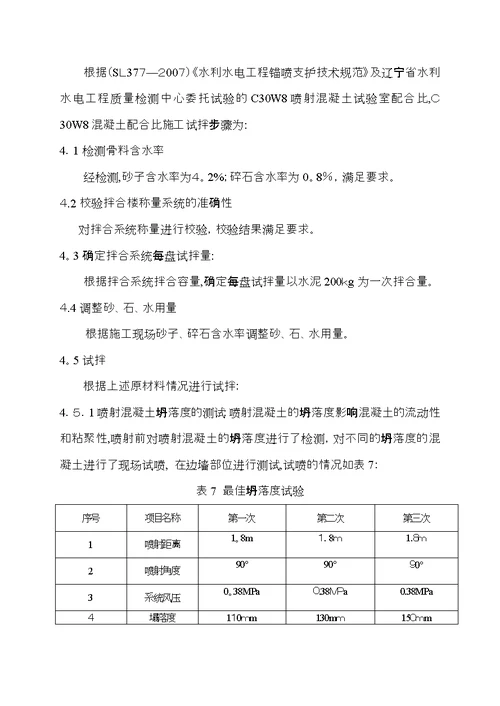 C30喷射混凝土配合比施工试拌报告328