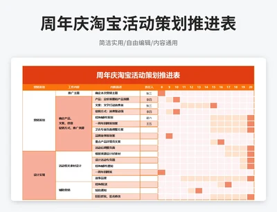 简约风淘宝活动策划推进表