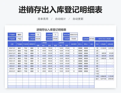 进销存出入库登记明细表