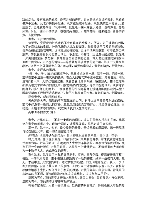 关于高中青春的作文集锦10篇