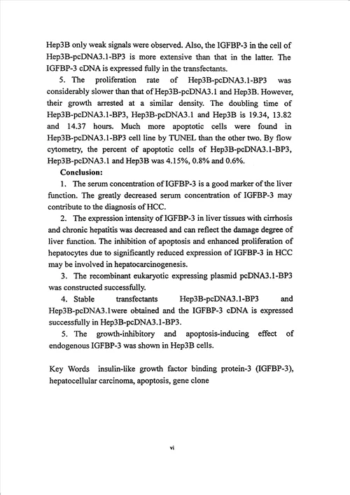 人IGFBP3cDNA的克隆表达及对肝癌细胞的抑制作用