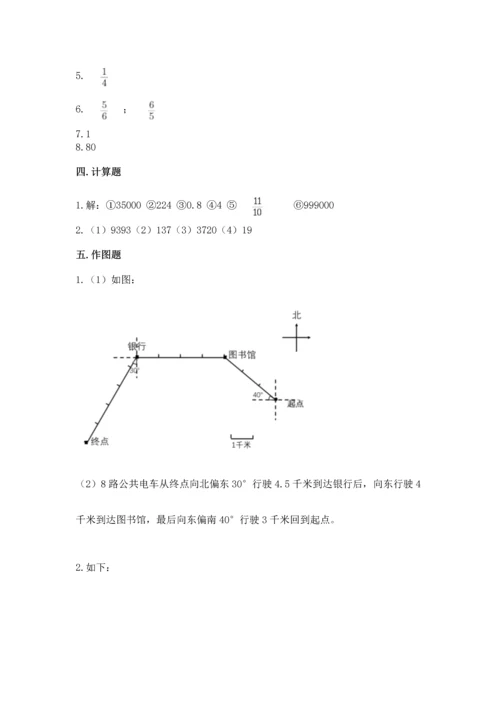 人教版六年级上册数学期中测试卷及参考答案（夺分金卷）.docx