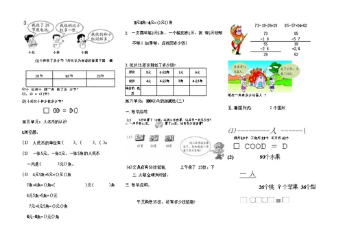 一年级下数学期末复习重点