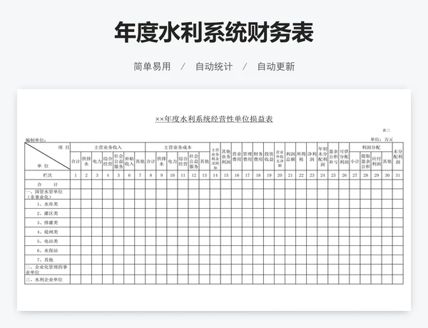 年度水利系统财务表